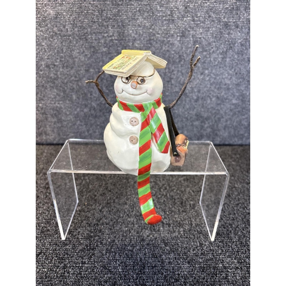 Vtg~Hallmark~Mitford Bookworm Snowman~Christmas Stocking Holder~READ
